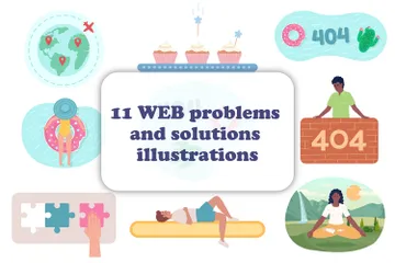 Kreative Webprobleme und -lösungen Illustrationspack