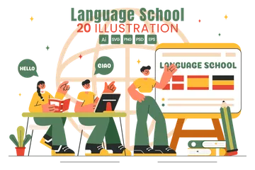 Language School Illustration Pack