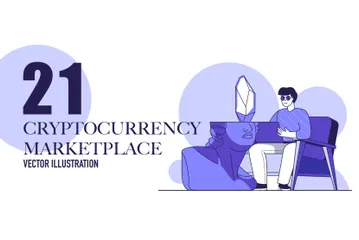 Marché de crypto-monnaie Pack d'Illustrations