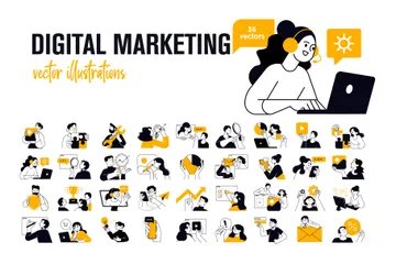 Marketing digital Pacote de Ilustrações