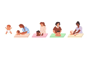Massagem para Bebês com Enfermeira Pacote de Ilustrações