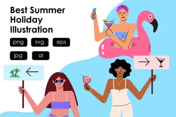 Las mejores vacaciones de verano Paquete de Ilustraciones