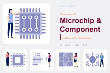 Mikrochip und Komponente Illustrationspack