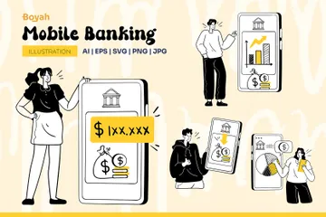 Mobile Banking Illustration Pack