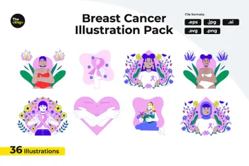 Mois de la sensibilisation au cancer du sein Pack d'Illustrations