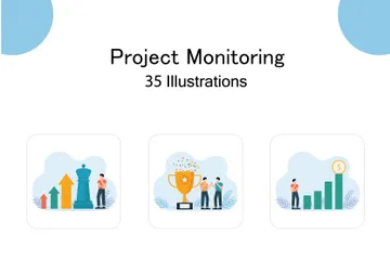 Monitoramento de projetos Pacote de Ilustrações