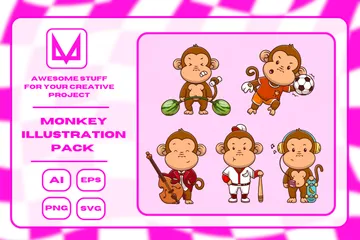 Monkey Illustration Pack