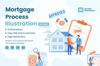 Premium Mortgage Process Illustration pack from Business Illustrations