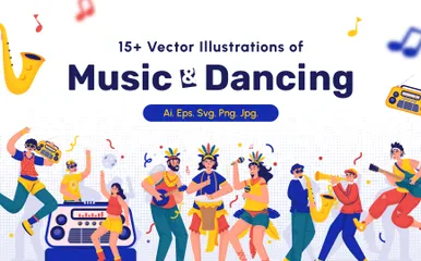 Music And Dancing Illustration Pack