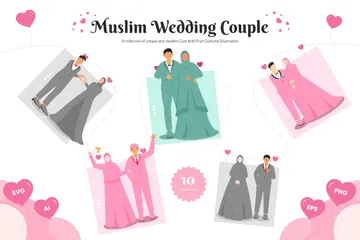 Muslimisches Hochzeitspaar Illustrationspack