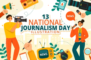 National Journalism Day Illustration Pack