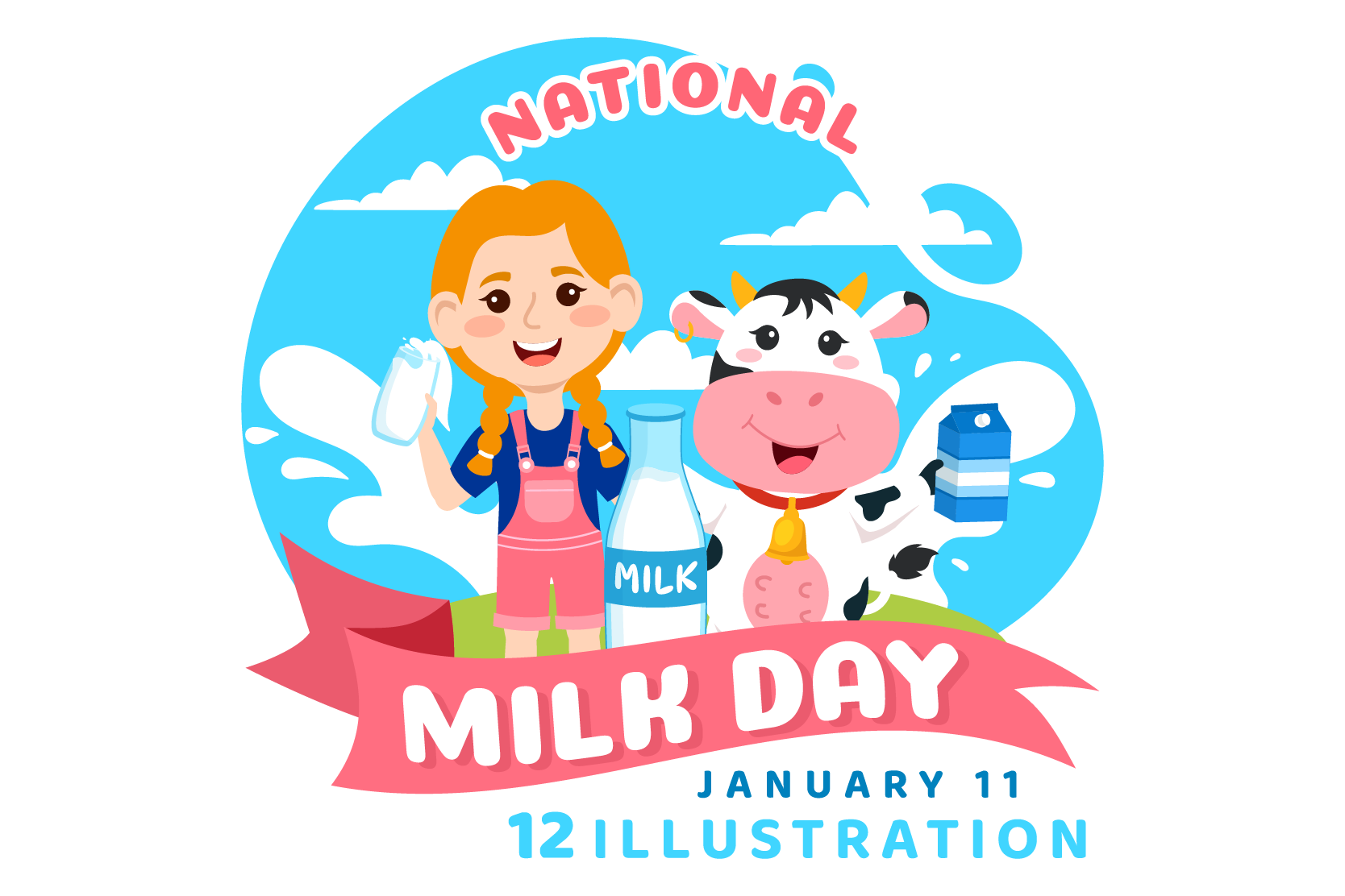 Premium National Milk Day Illustration pack from Food & Drink Illustrations