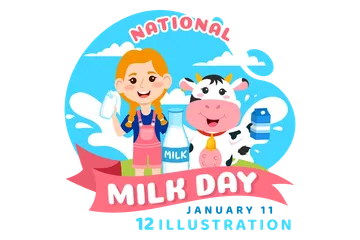 National Milk Day Illustration Pack