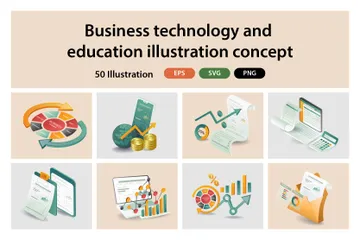 Tecnologia Empresarial e Educação Pacote de Ilustrações