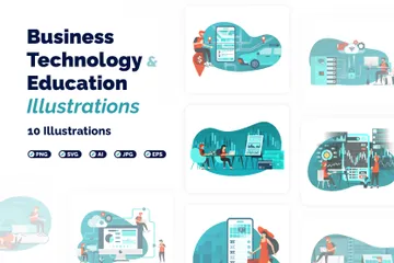 Educação em tecnologia empresarial Pacote de Ilustrações