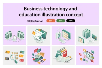 Tecnología empresarial y educación Paquete de Ilustraciones