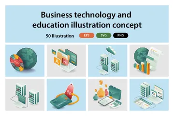 Tecnología empresarial y educación Paquete de Ilustraciones