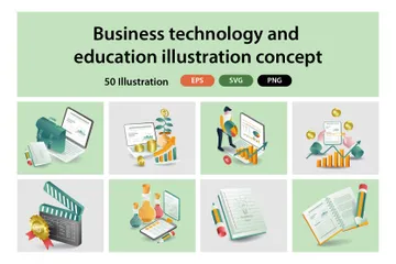 Tecnología empresarial y educación Paquete de Ilustraciones