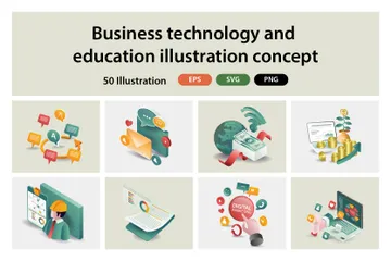 Tecnología empresarial y educación Paquete de Ilustraciones