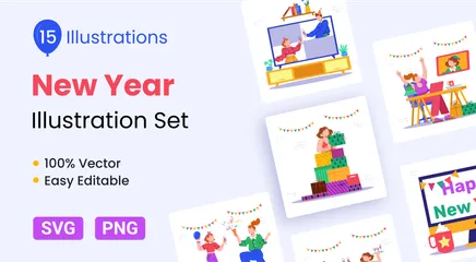 Neujahr Illustrationspack