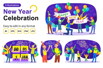 New Year Celebration Illustration Pack