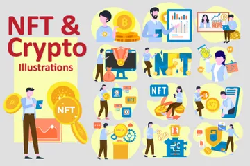 NFT e criptografia Pacote de Ilustrações