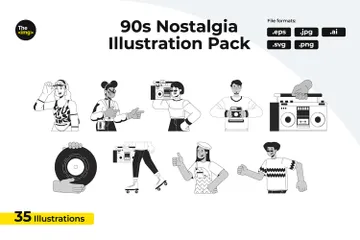 Nostalgic 1980s People Illustration Pack