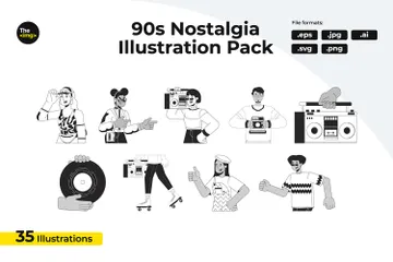 Pessoas nostálgicas dos anos 80 Pacote de Ilustrações