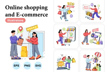 Online Shopping And E-commerce Illustration Pack