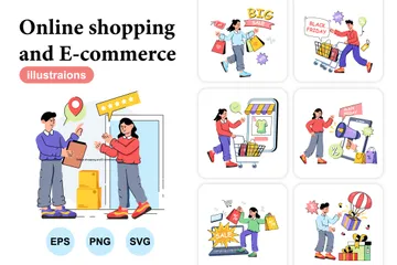 Online-Shopping und E-Commerce Illustrationspack