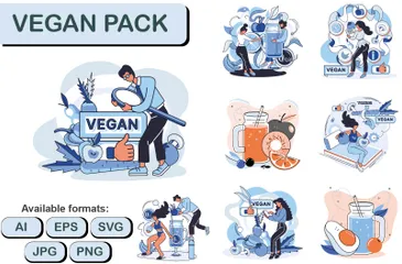 Pacote Vegano Pacote de Ilustrações