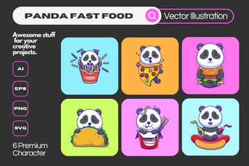 Panda Fast Food Illustrationspack