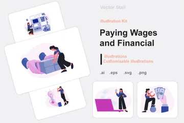 Paying Wages And Financial Illustration Pack