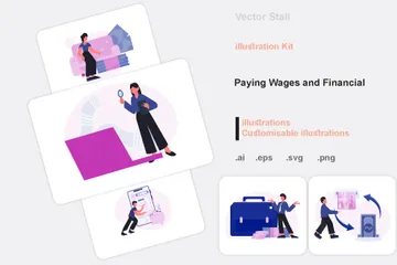 Paying Wages And Financial Illustration Pack