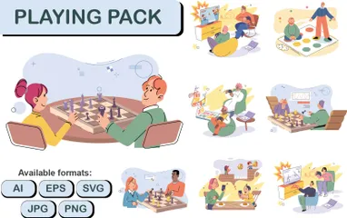 People Playing Together Illustration Pack