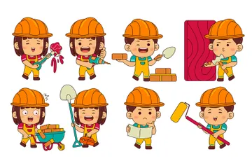 Personnage de constructeur mignon Illustration Pack