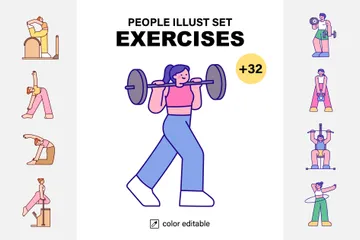 Les gens qui font de l'exercice Pack d'Illustrations