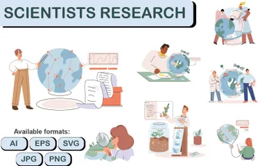 Pesquisa de cientistas Pacote de Ilustrações