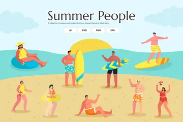 Pessoas de verão Pacote de Ilustrações