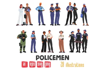 Polizisten Illustrationspack