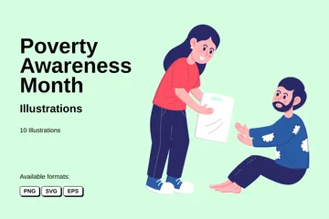 Poverty Awareness Month Illustration Pack