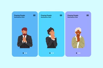 Praying People Illustration Pack