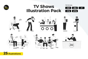 Presentadores y participantes de programas de televisión Paquete de Ilustraciones