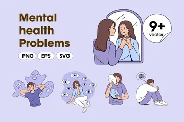 Problemas de saúde mental Pacote de Ilustrações