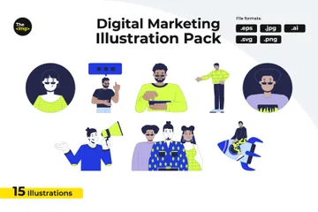 Profissionais de marketing digital Pacote de Ilustrações