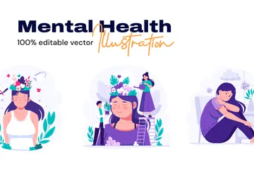 Psychische Gesundheit Illustrationspack