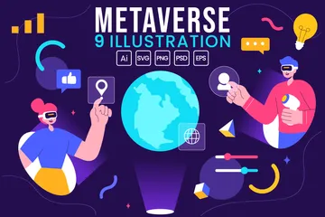 Metaverso de realidad virtual Illustration Pack