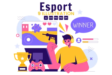 Jogador de e-sports de realidade virtual Illustration Pack