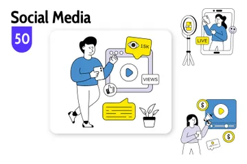 Medios de comunicación social Paquete de Ilustraciones