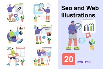 Référencement et Web Pack d'Illustrations